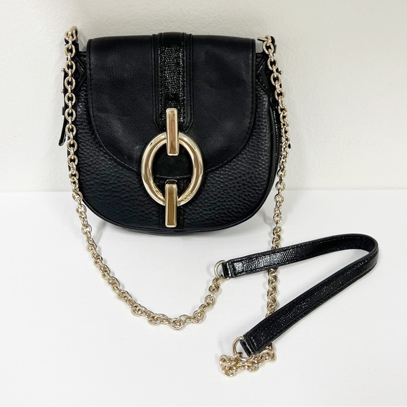 Diane Von Furstenberg Handbags - Diane Von Furstenberg Black Crossbody Bag with Gold Accents